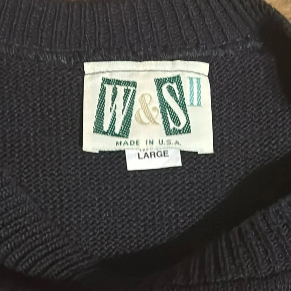 Vintage W&S II Black Sweater Flower Short Sleeve Women Size LG Made in USA BB20 - Picture 3 of 9